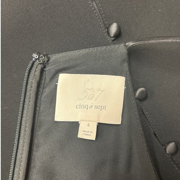 Cinq a Sept High Neck Cut Out Buttons Back Zip Midi Dress Black Women's Size 4 - Picture 7 of 8